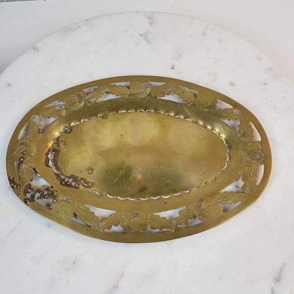 Vintage Mexican Cordial Set Brass Shot GlassesTray Embossed Overlayed Stamped - Picture 12 of 16